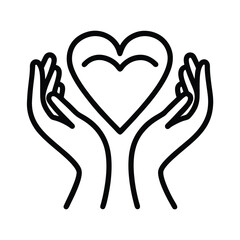 Hands Forming Heart Shape Minimal Line Drawing