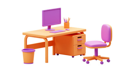 Isolated Desk with computer in the office