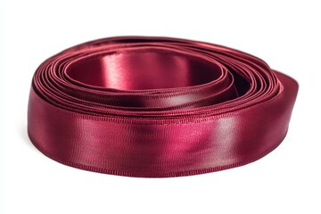 Isolated red satin ribbon on a white backdrop