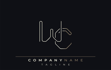 WC Abstract Line Style Logo. Minimalist Design Featuring the Letters W and C Abstract Line Style