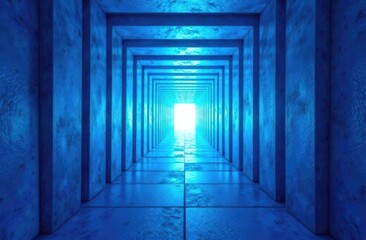 Obraz premium Blue futuristic corridor.