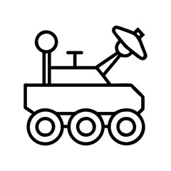Outline drawing of a space rover vehicle for mars exploration and planetary science research mission