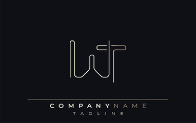 WT Abstract Line Style Logo. Minimalist Design Featuring the Letters W and T Abstract Line Style