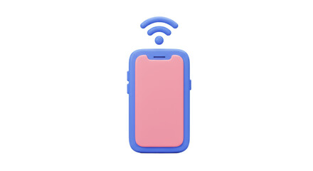 Isolated 3D Render of Smartphone with Wireless Connection Icon