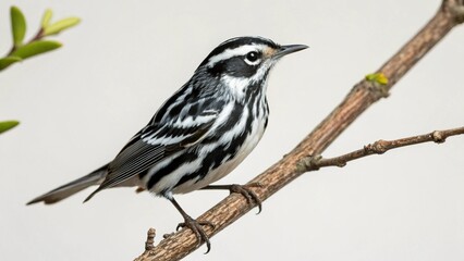 Black and White Warbler on studio background
