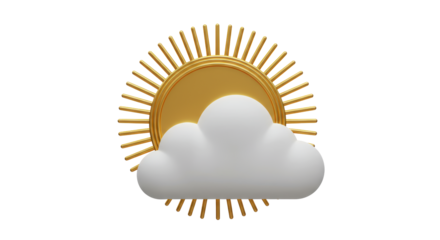 Isolated Weather Icon with Sun and Cloud Symbolizing Forecast