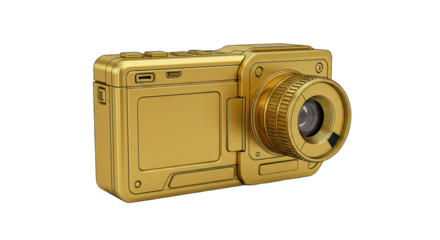 Isolated Golden Camera Icon Representing Photography and Media