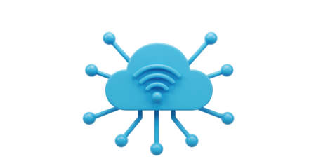 Isolated Cloud with WiFi Symbol and Connections Representing Network
