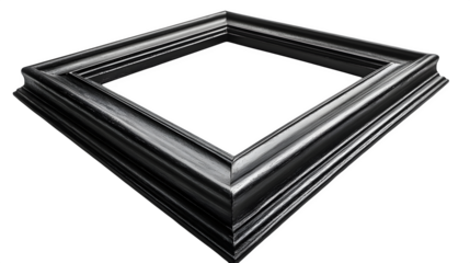 Modern black picture frame with clean lines, isolated on white background