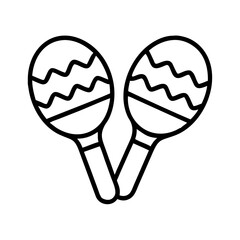 Find black and white line art maracas vector illustration for music and latin rhythm fun