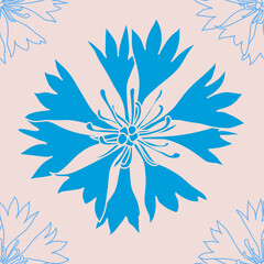 seamless pattern with blue cornflowers flowers, Floral graphic design