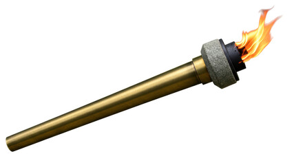 Isolated Golden Olympic Torch with Bright Flame for Sporting Events