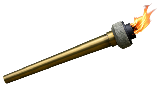 Isolated Golden Olympic Torch with Bright Flame for Sporting Events