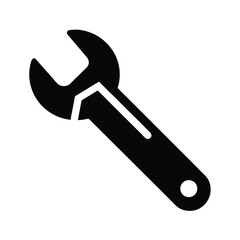 Wrench Tool Silhouette Simple Black and White Icon
