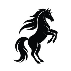 Rearing Horse Silhouette Elegant Black and White Graphic