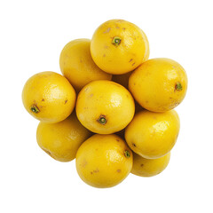 Bunch of Bright Yellow Lemons Isolated on white background