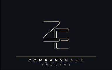 ZE Abstract Line Style Logo. Minimalist Design Featuring the Letters Z and E Abstract Line Style