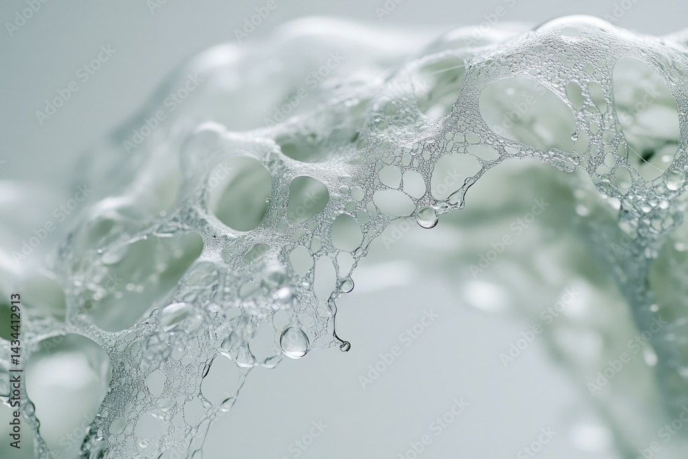 Aufkleber intricate network of bubbles, delicate foam structure, airy and ethereal texture, water droplets cli