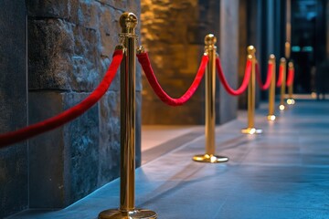 Red rope with gold posts VIP zone idea