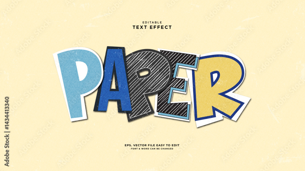 Fototapete editable text effect paper notebook aesthetic,paper text style