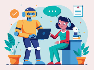 robot assistant helping human   