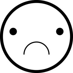 Hand-drawn outlined face with a sad expression and curved frown.