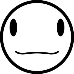 Simple outlined emoji face with a neutral expression, drawn in a sketch style.