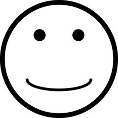 Outlined face with a single line forming a subtle smile.