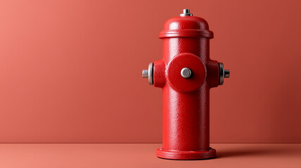 Red fire hydrant against a red background.