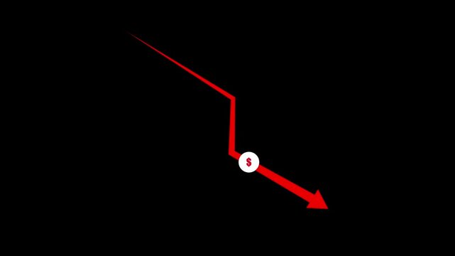 Money crisis icon,Financial crisis icon,Dollar rate decrease , Rising arrow transparent channel., arrow rising up 4K stock video4K Resolution,