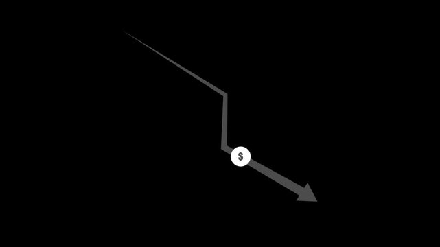 Money crisis icon,Financial crisis icon,Dollar rate decrease , Rising arrow transparent channel., arrow rising up 4K stock video4K Resolution,