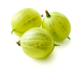 Group of ripe green gooseberry isolated on white background.