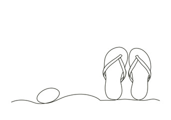 Flip-flops. One line drawing vector illustration.