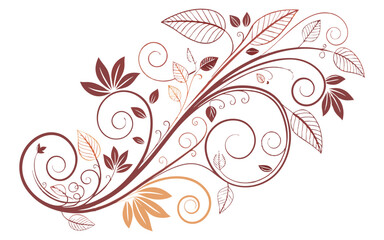 Decorative Floral Swirl Illustration Inspired by Nature and Autumn Colours