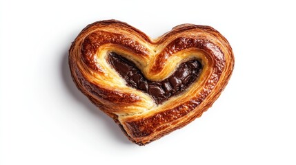 Fototapeta premium Heart-shaped pastry filled with chocolate