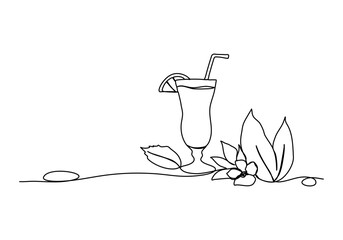 Cocktails. One line drawing vector illustration.