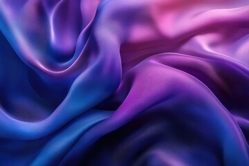 Obraz premium Draped ombre silk fabric in shades of blue and purple, showcasing luxurious texture and color gradient.
