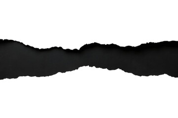 torn paper edges, black and white, high contrast, negative space, abstract, minimalist, ripped texture, jagged silhouette, horizontal divide, stark, dramatic, monochrome composition, paper art
