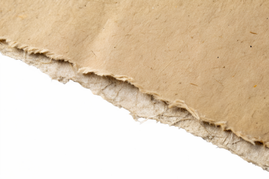 torn paper, rough edge, beige cardboard texture, diagonal rip, contrasting layers, macro photography, high detail, minimalist composition, neutral tones, studio lighting, clean background