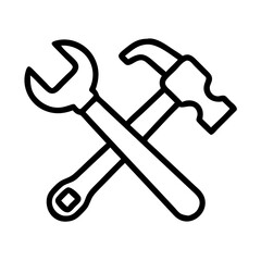 Illustration of hammer and wrench tool repair equipment maintenance construction handyman service icon