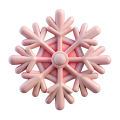 Fototapeta premium Pink snowflake ornament, soft pastel colors, symmetrical design, close-up photography, white background, delicate details, holiday decoration, 3D shape, minimalist aesthetic, gentle lighting