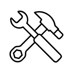 Hammer and wrench tools vector icon construction repair equipment maintenance service instrument symbol