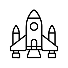 Rocket ship vector illustration, space exploration and travel, spaceship outline icon design concept