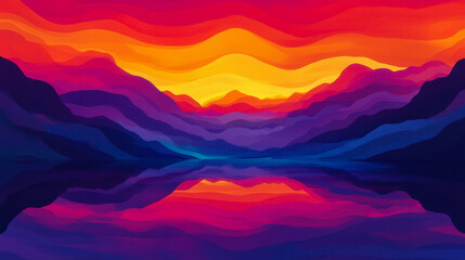 Obraz premium Vibrant mountain range reflecting on water background