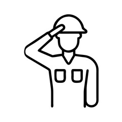 Salute soldier military army man uniform honor respect veteran war hero patriotic icon line art
