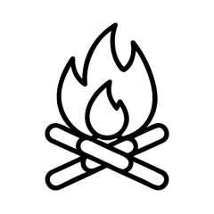 Bonfire campfire flame fire heat wood burning outdoor camping travel adventure light blaze icon vector