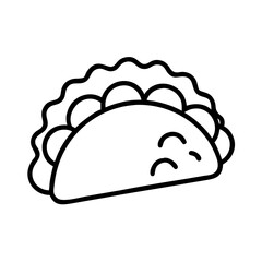 Cute taco outline drawing vector illustration for mexican food lovers and design projects
