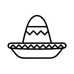 Find a mexican sombrero hat traditional culture cinco de mayo fiesta party headwear outline icon