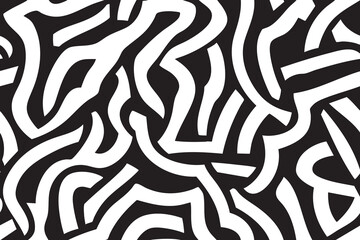Bold Black and White Abstract Seamless Pattern – Intertwined Geometric Lines Design for Fabric, Wallpapers, and Digital Art