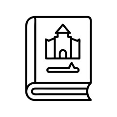 Book with castle illustration vector, history textbook, fairytale book, storybook vector